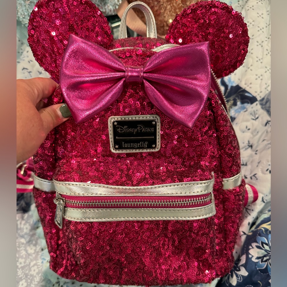 Disney Parks x Loungefly Magenta Sequin Backpack